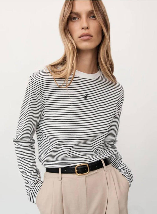Dissh Signature White Stripe Long Sleeve Tee - M