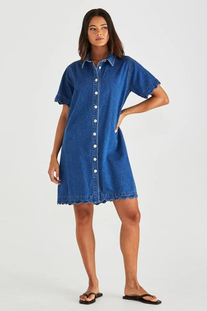 Sass Vale Scalloped Denim Dress - 16