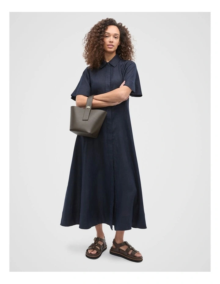 Seed - Navy Linen Shirt Dress - 16