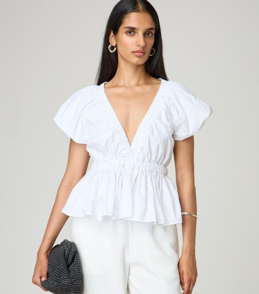 Glassons White Peplum Top - 16