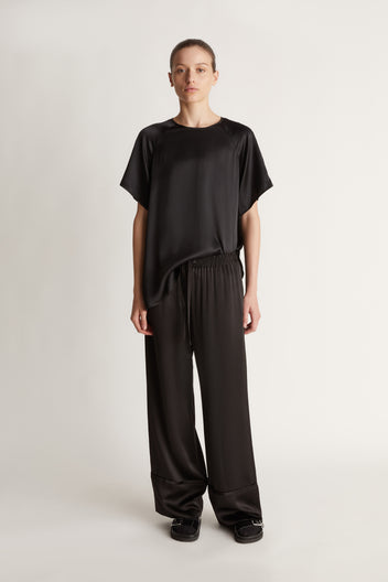 Lee Mathews Stella Silk Satin Pant, Black - 4 (NZ14)