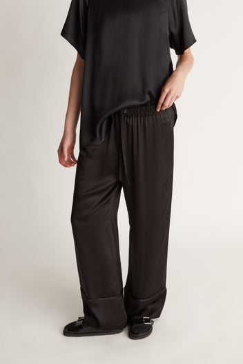 Lee Mathews Stella Silk Satin Pant, Black - 4 (NZ14)