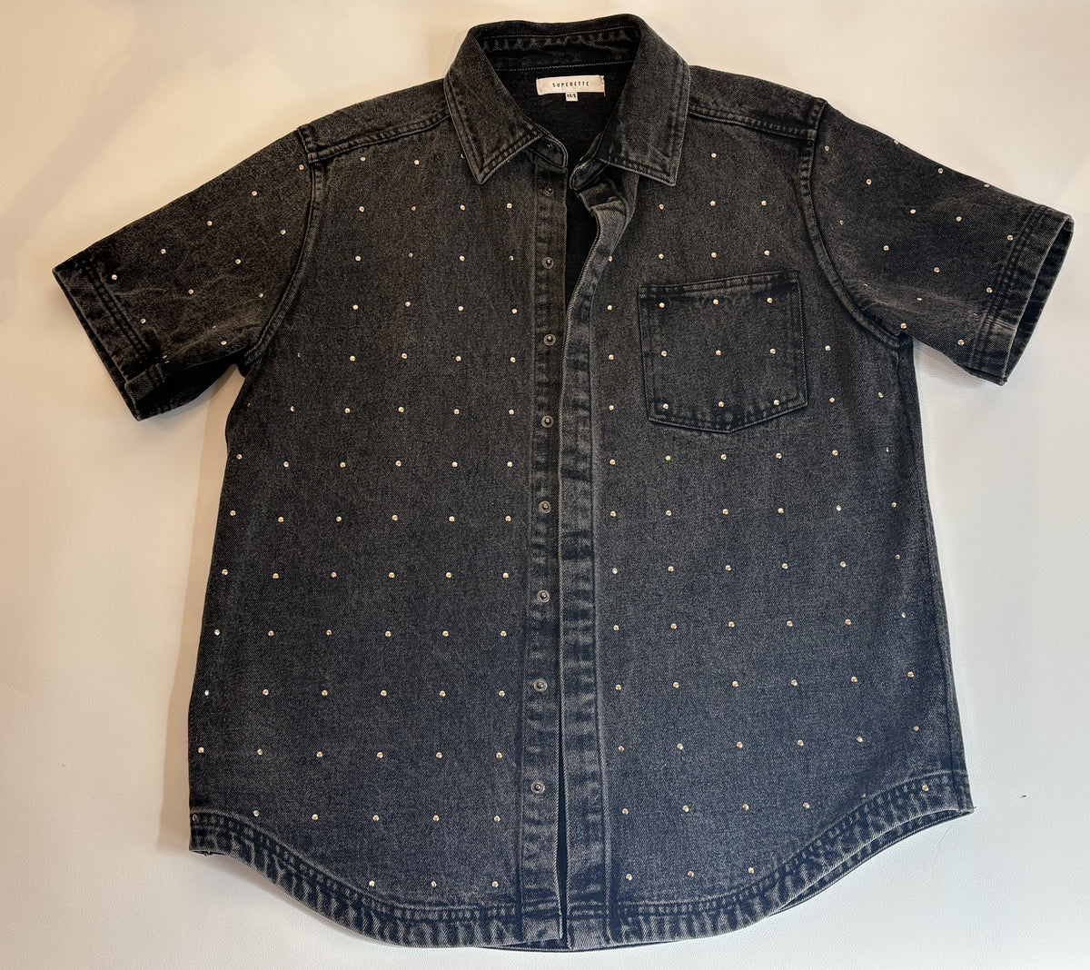 Superette Black Studded Denim Shirt - XS/S