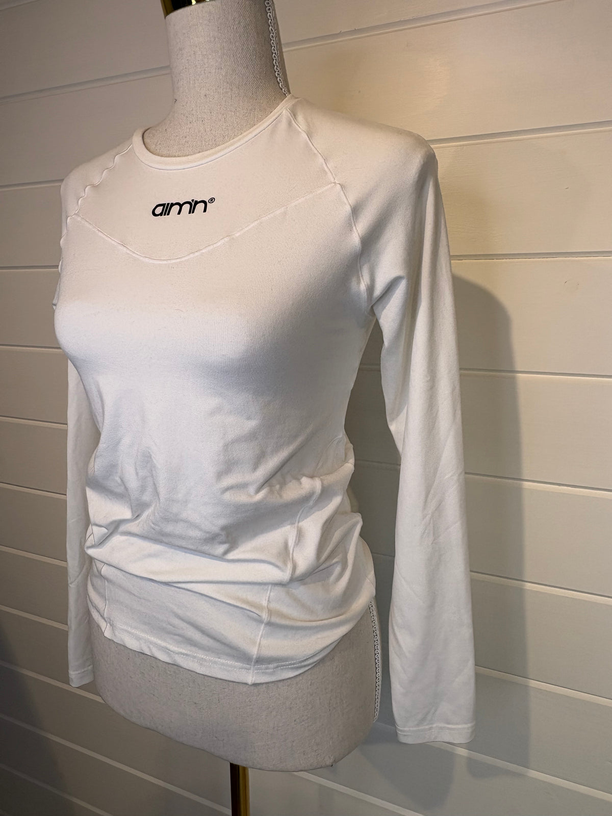 Aim'n White Soft Basic Long Sleeve Tee - S