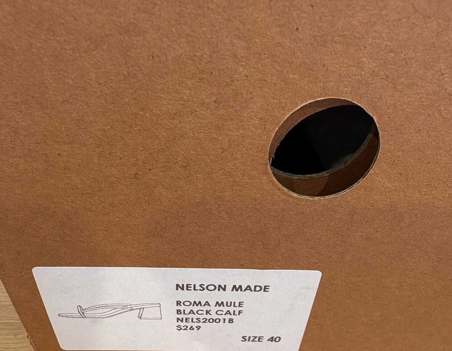 Nelson Made - Roma Mule, Black Calf - 40