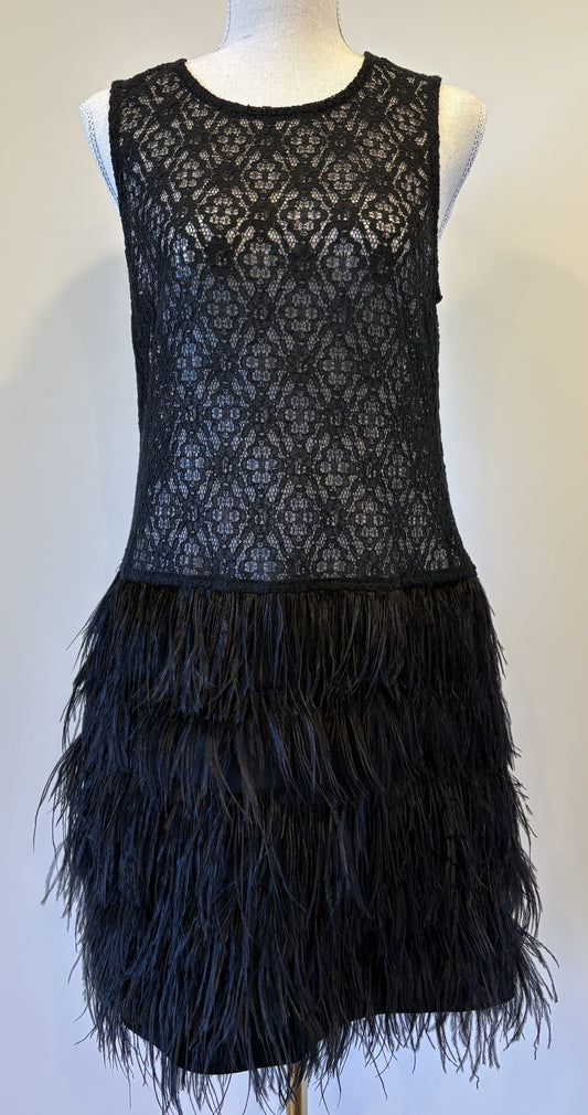 Storm, lace dress with feather skirt - 12