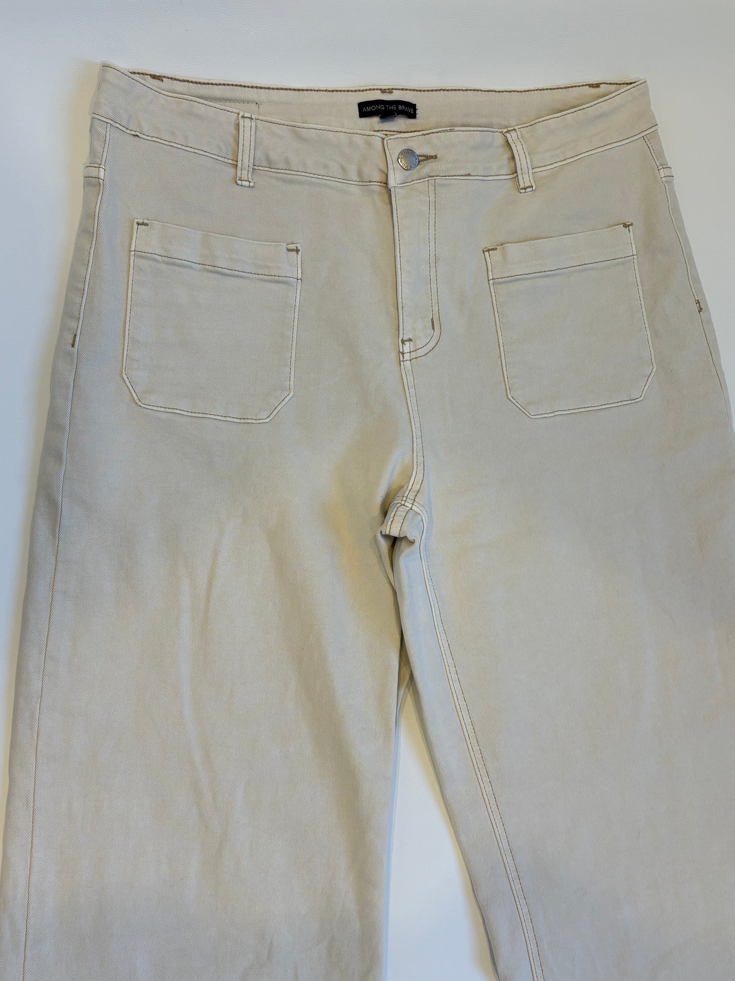 Among the Brave - Zoey Ecru High Rise Wide Leg Pocket Jean - 16