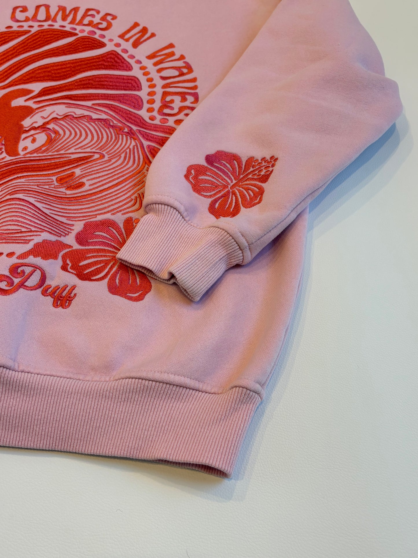 Pink Palm Puff - Everything Comes in Waves Hoodie - S (RRP $155)