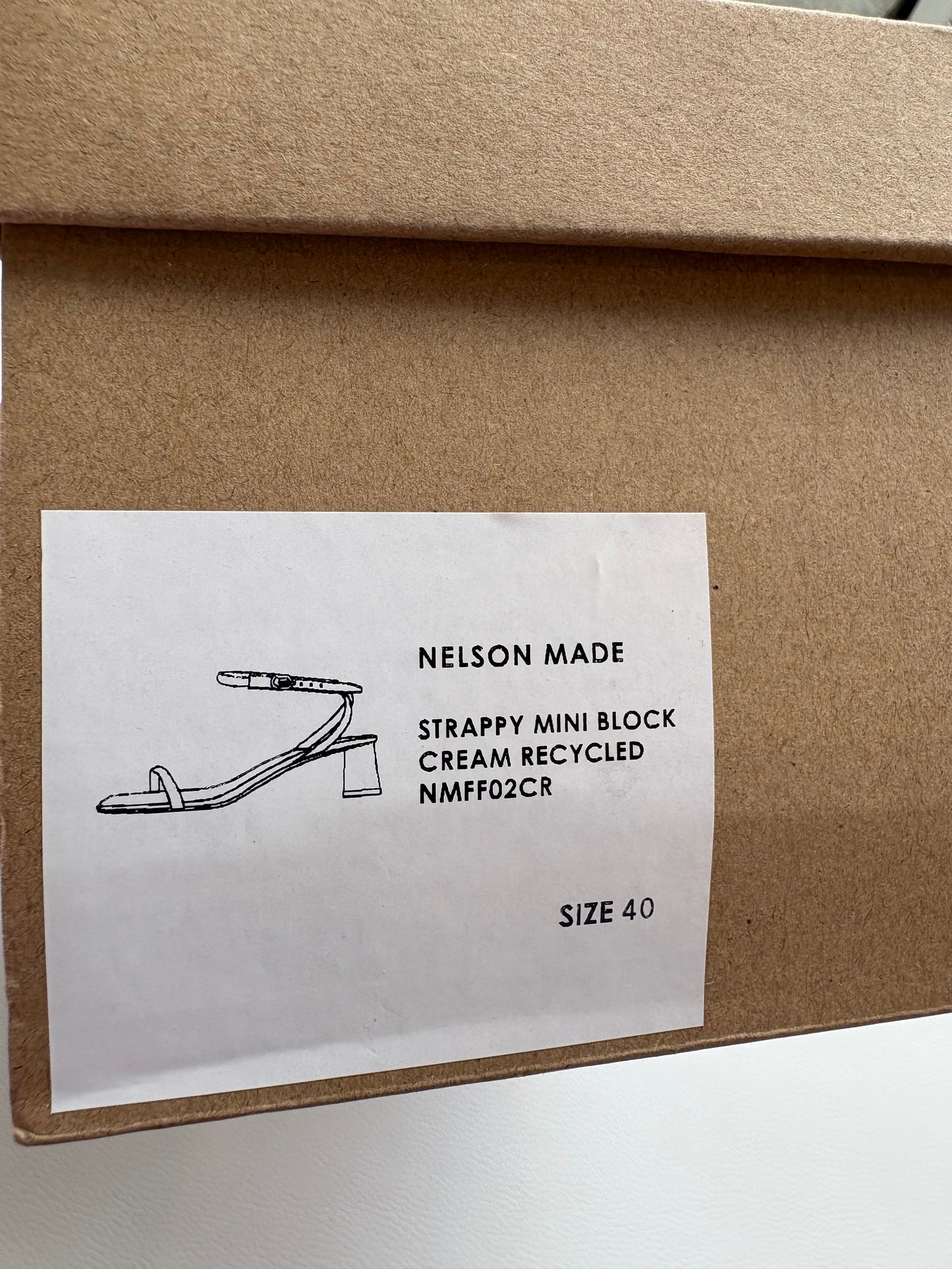 Nelson Made Strappy Mini Block Cream Sandal - 40